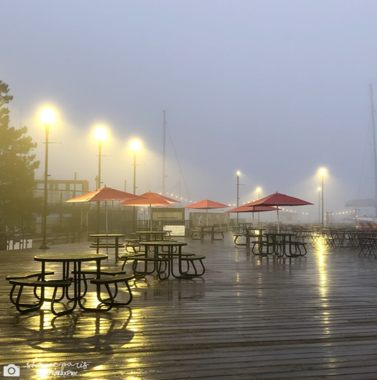 Fog and lamplight